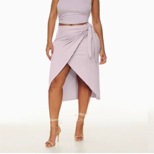 Wilfred Lilac Wrap Midi Skirt with Side Tie
